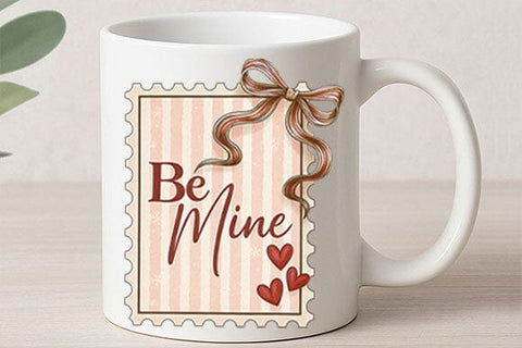 Be Mine Valentine Tag PNG Vintage Bow Gift SVG BillahCrafts 