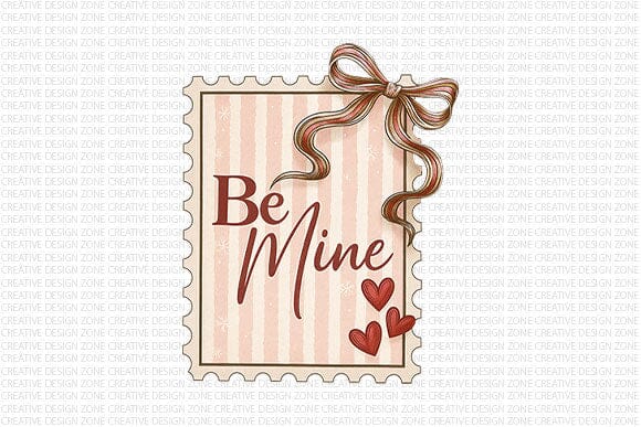 Be Mine Valentine Tag PNG Vintage Bow Gift SVG BillahCrafts 