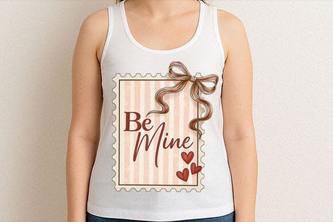 Be Mine Valentine Tag PNG Vintage Bow Gift SVG BillahCrafts 