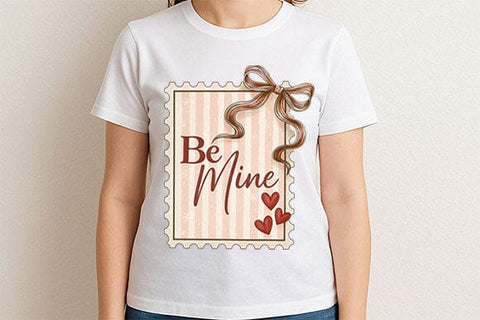 Be Mine Valentine Tag PNG Vintage Bow Gift SVG BillahCrafts 