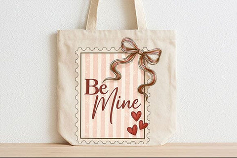 Be Mine Valentine Tag PNG Vintage Bow Gift SVG BillahCrafts 