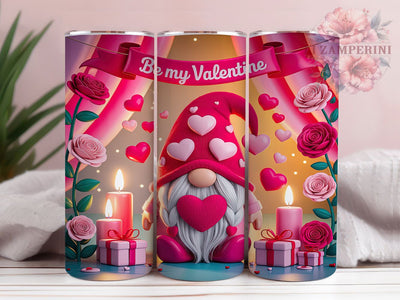 Be My Valentine Gnome Tumbler, Cute Valentine Gnome, Love Gnome Design, 20Oz Wrap Design, Valentine Sublimation, Romantic Gnome Art, Sweet Heart Theme Sublimation Li Zamperini 