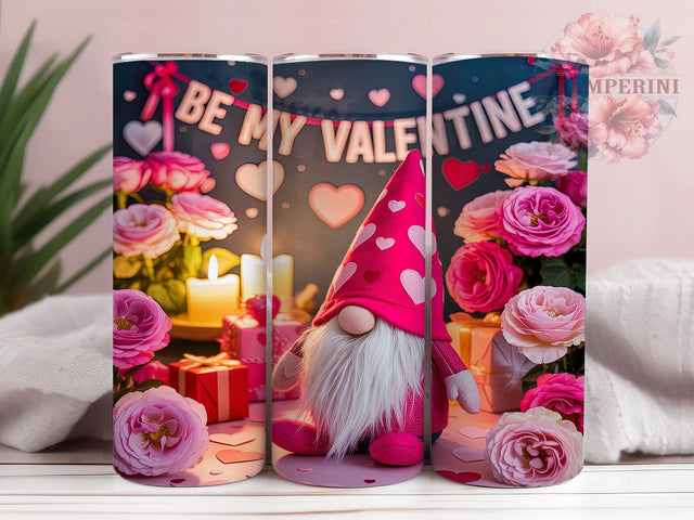 Be My Valentine Gnome Tumbler, Cute Valentine Gnome, Love Gnome Design, 20Oz Wrap Design, Valentine Sublimation, Romantic Gnome Art, Sweet Heart Theme Sublimation Li Zamperini 