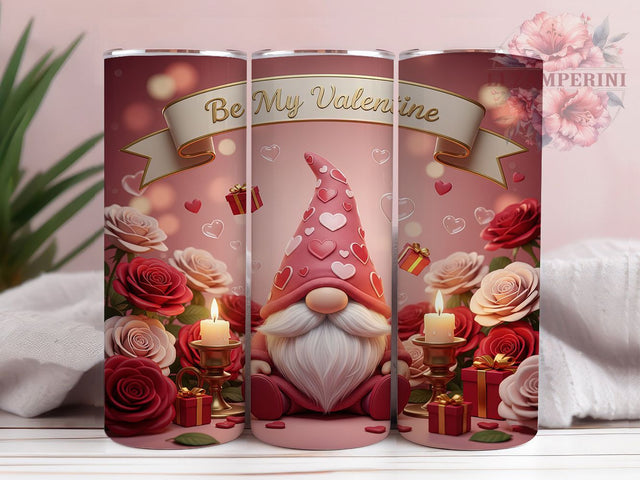 Be My Valentine Gnome Tumbler, Cute Valentine Gnome, Love Gnome Design, 20Oz Wrap Design, Valentine Sublimation, Romantic Gnome Art, Sweet Heart Theme Sublimation Li Zamperini 