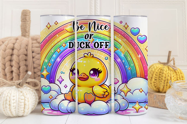 Be Nice or Duck Off 20 oz Skinny Tumbler Sublimation Design. Sublimation BouDesign 