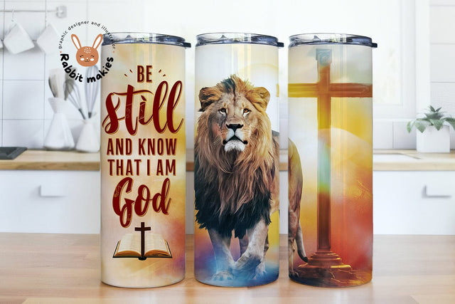 Be Still and Know That I Am God 20oz Skinny Tumbler Wrap, Faith-Based Tumbler, Bible Verse Tumbler Png Downloads Sublimation Rabbitmakies 