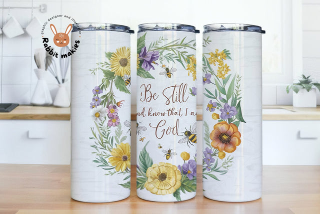 Be Still and Know That I Am God 20oz Straight Skinny Tumbler Wrap | Faith-Based Tumbler | Bible Verse Sublimation Rabbitmakies 