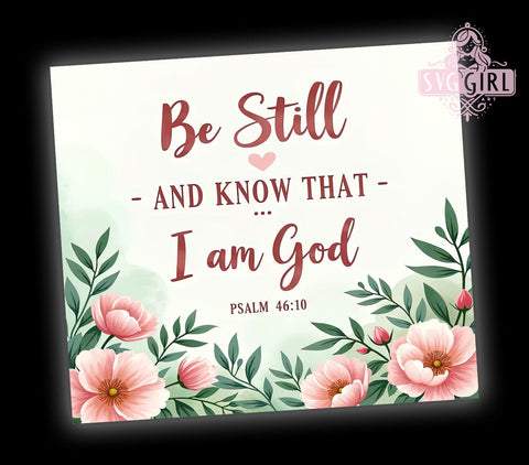 Be Still And Know Tumbler, Christian Tumbler Wrap, 20oz Sublimation Design, Psalm 4610 Tumbler, Inspirational Bible Verse Tumbler, Faith-Based Drinkware, Religious Quote Tumbler Sublimation SvggirlplusArt 