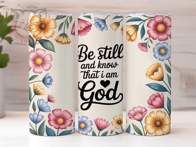 Be Still Psalm 4610 20oz Tumbler, Psalm 4610, Christian Tumbler, Bible Verse Sublimation, Inspirational Wrap Design, Religious Quote PNG, 20oz Tumbler Wrap Sublimation Lara' s Designs 