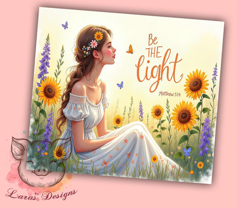 Be the Light Tumbler, Bible Verse Tumbler Wrap, 20oz Sublimation Design, Christian Tumbler PNG, Inspirational Tumbler Wrap, Faith-Based Tumbler Design, Digital Download Tumbler Sublimation Lara' s Designs 