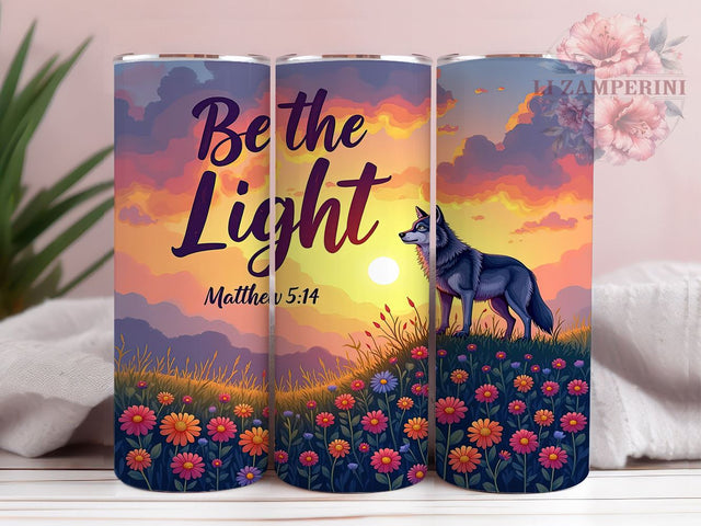 Be the Light Tumbler, Matthew 514 Gift, Wolf Lover Mug, Christian Drinkware, Inspirational Sublimation, Wildlife Decor, Spiritual Gifts Sublimation Li Zamperini 