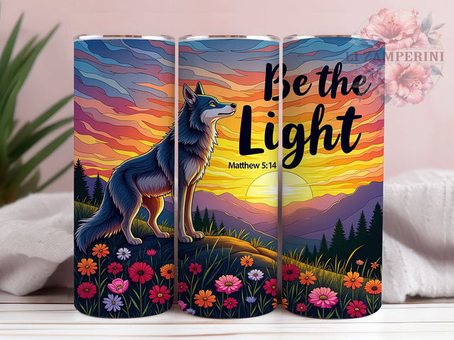 Be the Light Tumbler, Matthew 514 Gift, Wolf Lover Mug, Christian Drinkware, Inspirational Sublimation, Wildlife Decor, Spiritual Gifts Sublimation Li Zamperini 