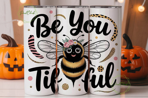 Be YOU tiful Bumblebee 20oz Tumbler Wrap Sublimation PixelChick 