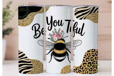 Be YOU tiful Bumblebee 20oz Tumbler Wrap Sublimation PixelChick 