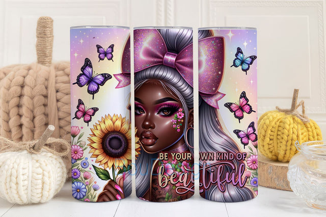 Be Your Own Kind of Beautiful 20oz Skinny Tumbler Wrap, Mental Health Awareness Tumbler Design, Inspiration Tumbler PNG, Motivation Tumbler Wrap PNG Sublimation BouDesign 