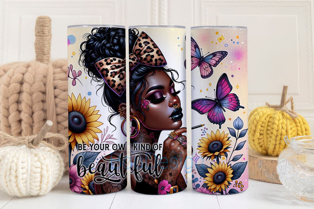Be Your Own Kind of Beautiful 20oz Skinny Tumbler Wrap, Mental Health Awareness Tumbler Design, Inspiration Tumbler PNG, Motivation Tumbler Wrap PNG Sublimation BouDesign 