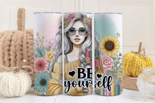 Be Yourself 20oz Skinny Tumbler Wrap, Mental Health Tumbler Design, Self Help PNG, Motivation quote, Inspiration Tumbler Wrap Digital File Sublimation BouDesign 