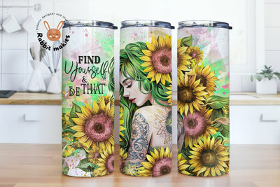 Be Yourself 20oz Skinny Tumbler Wrap, Mental Health Tumbler Design, Self Help PNG, Motivation quote, Inspiration Tumbler Wrap Sublimation Rabbitmakies 