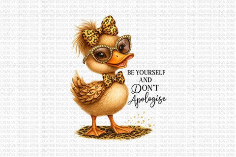 Be Yourself And Don’t Apologise Duck PNG Cute Motivational Quote Design SVG BillahCrafts 