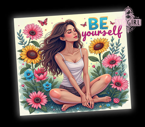 Be Yourself, Inspirational Quotes, Tumbler Wrap, Sublimation PNG, Motivational Gifts, Floral Design, Digital Download Sublimation SvggirlplusArt 