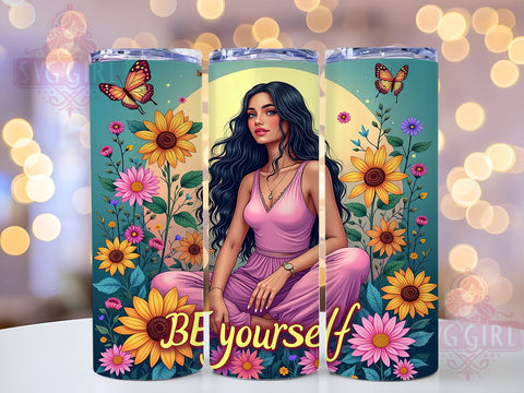 Be Yourself, Inspirational Quotes, Tumbler Wrap, Sublimation PNG, Motivational Gifts, Floral Design, Digital Download Sublimation SvggirlplusArt 