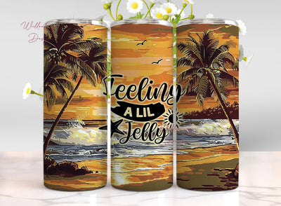 Beach 20oz Tumbler Sublimation, Feeling a Lil Beachy, Surfboard and Sunset Tumbler Wrap, Straight and Tapered Designs, Sublimation Sublimation WillowSageDesign 