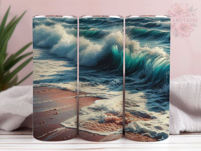 Beach 20oz Tumbler Wrap PNG, Straight & Tapered Tumbler Wrap, Beach wave Tumbler Png, Instant Digital Download Sublimation Li Zamperini 