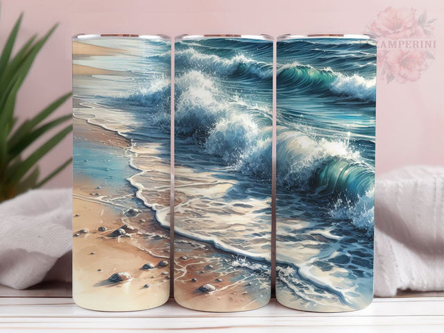Beach 20oz Tumbler Wrap PNG, Straight & Tapered Tumbler Wrap, Beach wave Tumbler Png, Instant Digital Download Sublimation Li Zamperini 