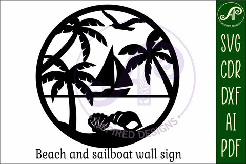 Beach and sail boat wall art sign, SVG file SVG APInspireddesigns 