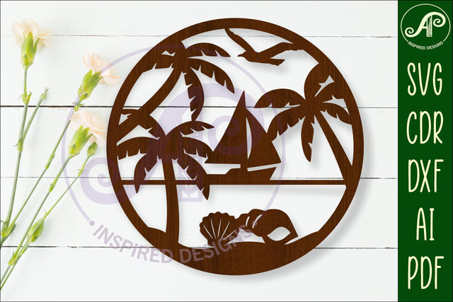 Beach and sail boat wall art sign, SVG file SVG APInspireddesigns 