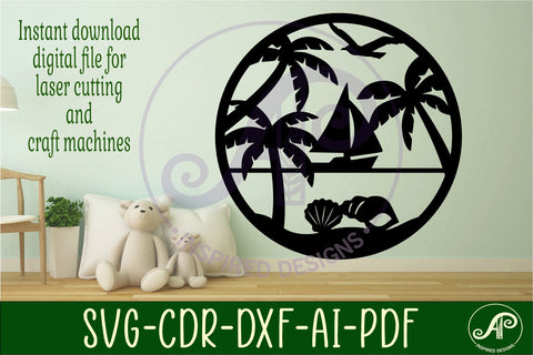 Beach and sail boat wall art sign, SVG file SVG APInspireddesigns 