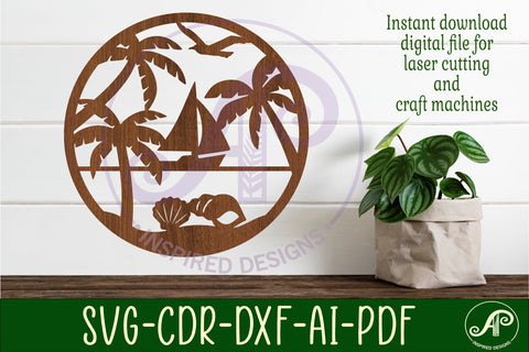 Beach and sail boat wall art sign, SVG file SVG APInspireddesigns 