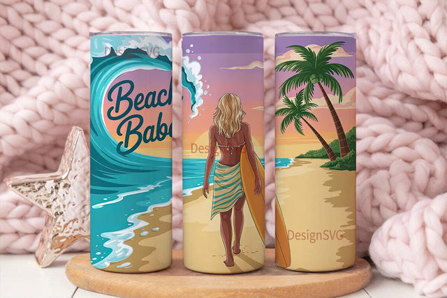 Beach Babe 20oz Tumbler Wrap Sublimation DesignSVG 