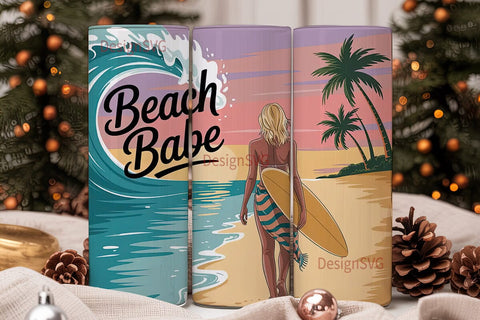 Beach Babe 20oz Tumbler Wrap Sublimation DesignSVG 