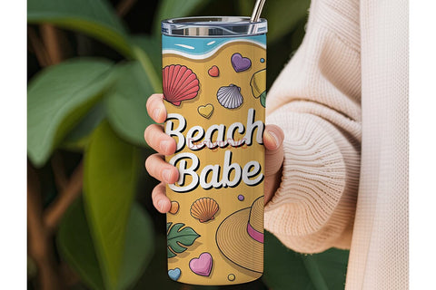 Beach Babe 20oz Tumbler Wrap Sublimation DesignSVG 