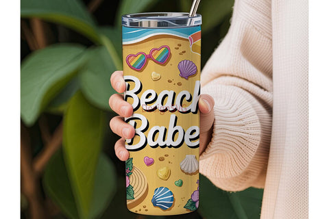 Beach Babe 20oz Tumbler Wrap Sublimation DesignSVG 