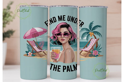 Beach Babe 20oz Tumbler Wrap Sublimation PixelChick 