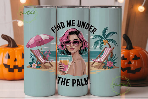 Beach Babe 20oz Tumbler Wrap Sublimation PixelChick 