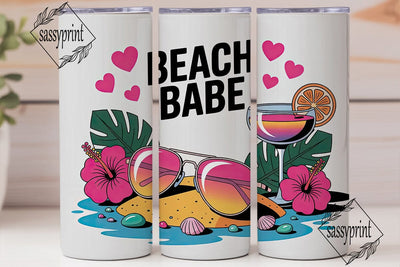 Beach Babe 20oz Tumbler Wrap Sublimation sassyprint 