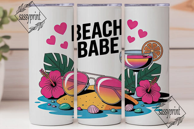 Beach Babe 20oz Tumbler Wrap Sublimation sassyprint 