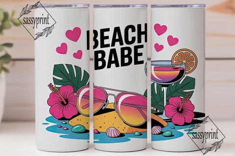 Beach Babe 20oz Tumbler Wrap Sublimation sassyprint 