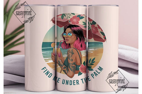 Beach Babe 20oz Tumbler Wrap Sublimation sassyprint 