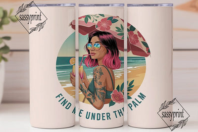 Beach Babe 20oz Tumbler Wrap Sublimation sassyprint 