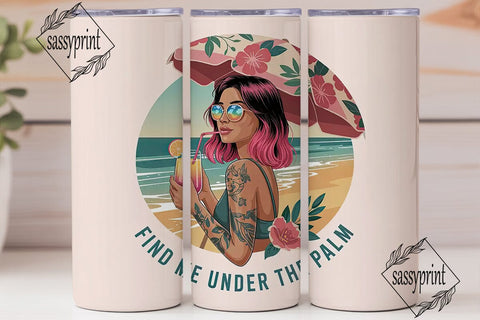 Beach Babe 20oz Tumbler Wrap Sublimation sassyprint 