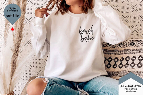 Beach Babe Handwritten Quote SVG, Summer Cut File Design, Digital Download for T-Shirts and Decals, Instant PNG DXF – LetterShapes SVG Lettershapes 