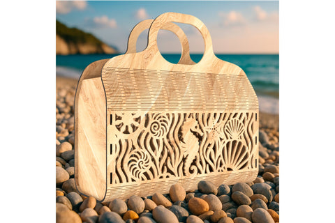 Beach Bag with Marine Life Design SVG LaserCutano 