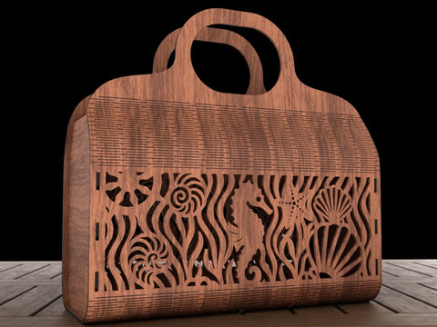 Beach Bag with Marine Life Design SVG LaserCutano 