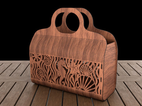 Beach Bag with Marine Life Design SVG LaserCutano 