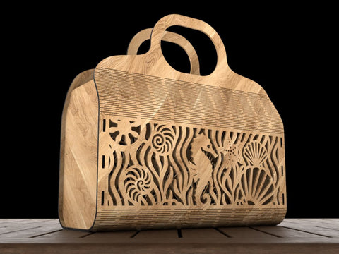 Beach Bag with Marine Life Design SVG LaserCutano 