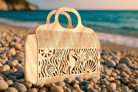 Beach Bag with Marine Life Design SVG LaserCutano 